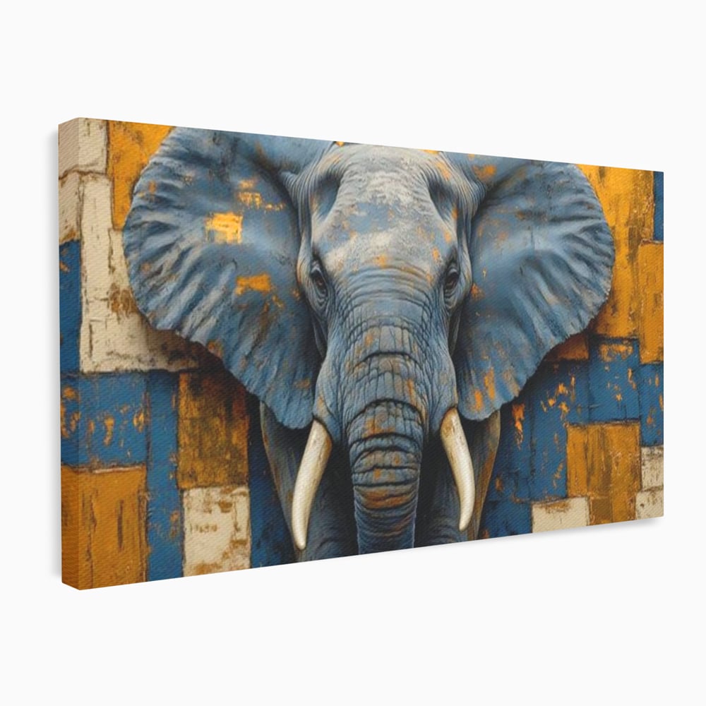 Tablou canvas cu tablou canvas cu cap de elefant, fara rama, pe sasiu de lemn